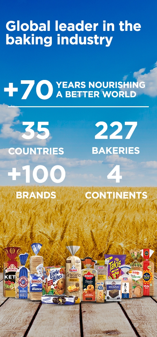 Global leader in the baking industry whit more than 70 years nourishing a better world in 35 countries on 4 continents with 227 bakeries and more than 100 brands. 