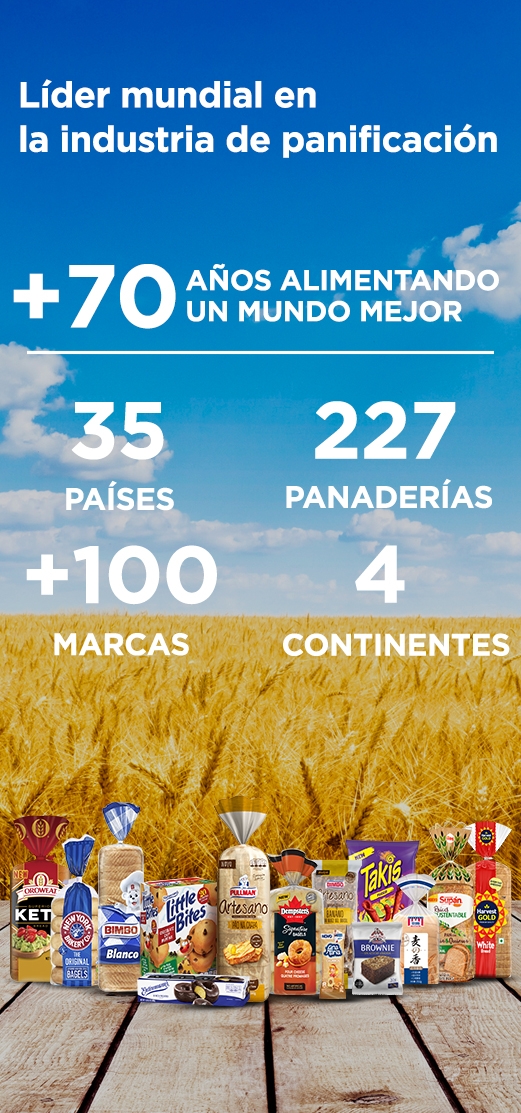 Líder mundial en la industria de panificación con más de 70 años alimentando un mundo mejor en 35 países en 4 continentes con 214 panaderías y más de 100 marcas. 